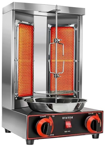 MZBDYYF Grill Machine, Chicken Shawarma Cooker Machine with 2 Burners, Propane Vertical Broiler Gyro Rotisserie Oven Doner Kebab Machine, for Home Restaurant Kitchen Parties,barbecuestove
