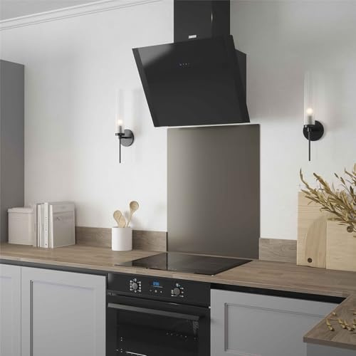 Forgeworks Gun Metal Self Adhesive Kitchen Splashback, Stainless Steel, 600 x 750 x 0.9 mm - Scratch Resistant Decorative Wall Panel
