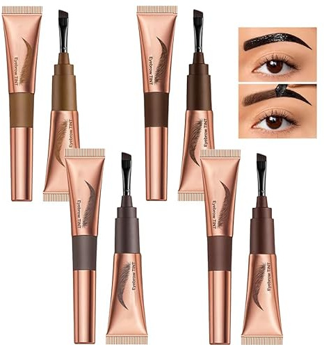 4 Pcs Augenbrauen Tattoo Wasserfest Eyebrow Tattoo Augenbrauen Gel Tint Peel Off Augenbrauenfarbe Tatt-Oo Easy Peel Off Augenbrauengel Eyebrow Wasserfest Und Wischfest Hält 3 Tage Dick natürlich