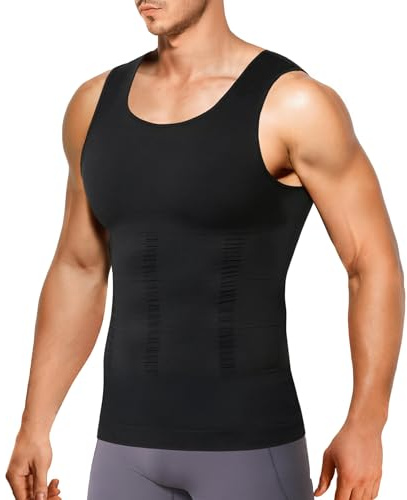Nebility Men Compression Shirt Vest Tummy Control Shapewear Tank Tops Slimming Body Shaper Seamless Undershirts