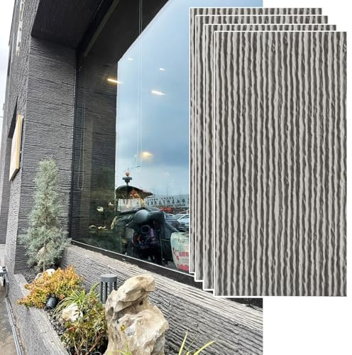 Innovz Wandpaneele Außenwandpaneele in Natursteinoptik (3D) Innenwandpaneele mit Strukturdekor Akzentwandverkleidung für Schaufenster und Eingangsbereich(Gray,4pack)