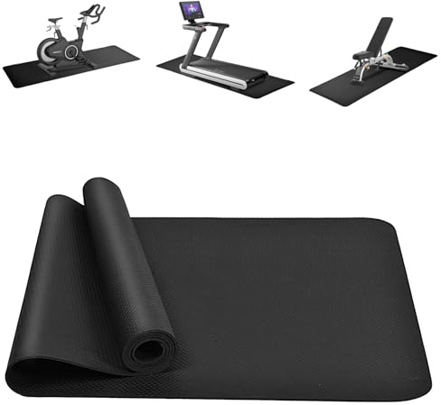 DiULi Treadmill Mat, 4mm Gym Equipment Floor Protector with Carry Bag, Noise Reduction & Non-Slip Mat for Treadmill, Exercise Bike,Black