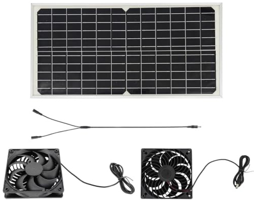 Ventilateur à panneau solaire 16W Étanche Silencieux Puissant Basse | Système de ventilation solaire extérieur pour poulailler camping niche grenier garage atelier grange patio cour