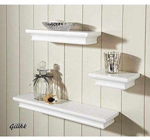 Spot on dealz® Tikai Set of 3 Floating Wall Shelf/Shelves Wall Mounted Storage - White
