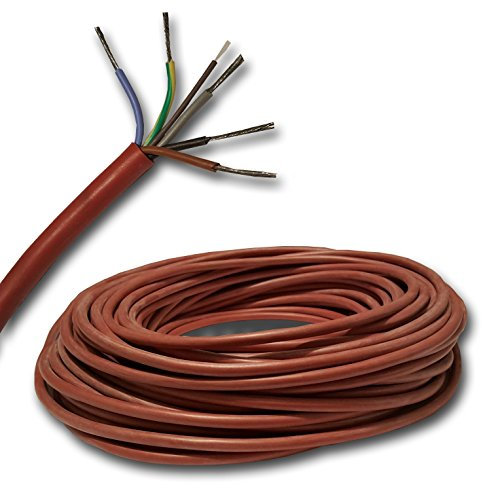 Silikonkabel Saunakabel SIHF-J 5x2,5 mm² - z.B. für den Saunaofen bis 9kW, 99,9% OFC Kupfer verzinnt -Meterware- Auswahl in 1 Meter Schritten, Ihre Auswahl: 1 Meter 5 x 2,5 mm2