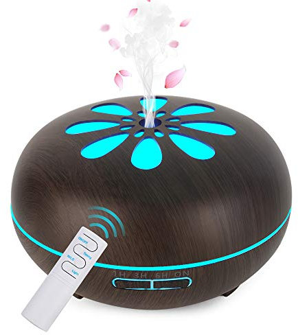 Aroma Diffuser,GeeRic 550ML Luftbefeuchter Ultraschall Vernebler,Raumbefeuchter Aromatherapie Öle Duftlampe mit 7 Farben LED Dunkles Holz