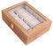 Bonarty Uhrenkoffer für 10 Uhren, Holz Uhrenbox Uhrenkasten Uhrenvitrine Uhrentruhe Uhrenschatulle Schmuckkästchen mit Glasfenster und Samt Futter - Hellbraun