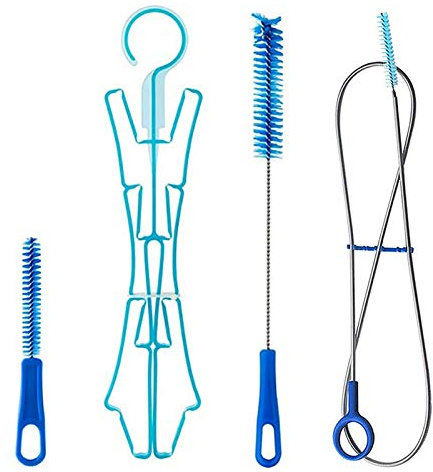 Kit de nettoyage pour poche à eau - 4 en 1 - Brosse à eau - Brosse longue pour la randonnée, le camping ou le cyclisme - Kit de nettoyage - Kit de nettoyage
