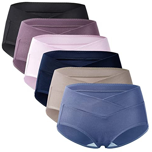 Mama Cotton Women's Under The Bump Maternity Panties Pregnancy Postpartum Maternity Underwear (Color-Multicolor-B 6 Pack, Size-M)