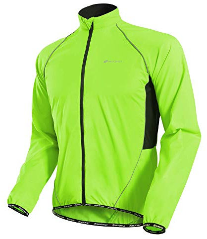 NUCKILY Herren Multifunktionelle Fahrradjacke Windjacke Regenjacke Winddicht Wasserabweisend MTB Mountainbike Jacket (DE/NL/SE/PL, Alphanumerisch, L, Regular, Regular, Grün)