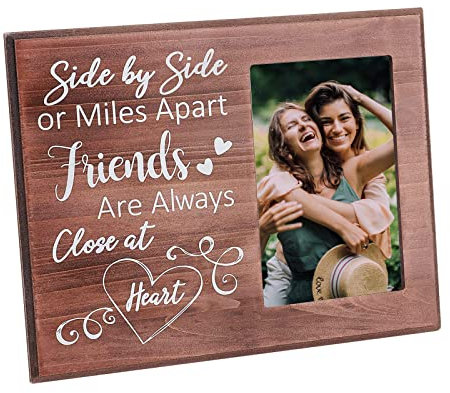FINGERINSPIRE - Cornice per foto con relazioni a lunga distanza e regali per amici, 25 x 20 cm, ideale come regalo per amici “Side by Side or Miles Apart Friends are Always Close at Heart”
