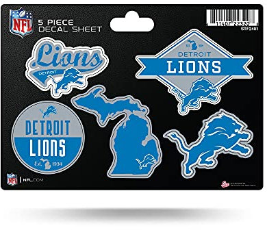 Detroit Lions Aufkleber, klein, 10,8 x 15,2 cm, 5 Stück