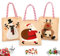 3 Weihnachtstaschen Stoff, Säckchen, Stoffbeutel Mit Griff - Weihnachtsmann, Schneemann, Elch - Für Verpacken Von Süßigkeiten, Pralinen