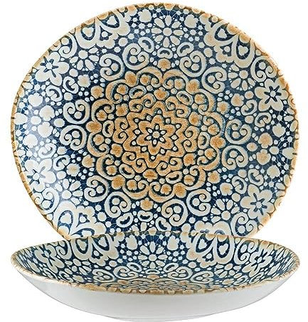 6x Suppenteller Set Pastateller Speiseteller Geschirr Teller tief 26cm Bonna Alhambra Vago, Blau, Beige