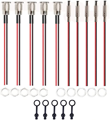 RUNCCI-YUN DC Mount Adapter Set, 5 Pcs Buchse 5,5 mm x 2,5 mm+5 PcsHohlstecker 5,5 2,5+5Pcs wasserdichter Abdeckkappe,für Audio/Video/Handy/Überwachungskameras