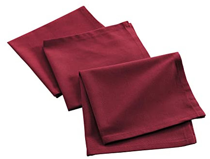 Douceur d'Intérieur, 3 Serviettes de Table (40 x 40 Cm) Mistral Bordeaux, Coton Recyclé
