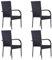 MOONAIRY Stapelbare Gartenstühle 4 STK Gartenmöbel, Balkonstühle, Chair Outdoor, Balkonmöbel, Hochlehner, Essstühle, Balkon Stuhl, Bistrostuhl, Poly Rattan Schwarz