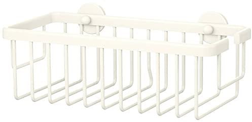 tesa MOON WHITE Duschablage zur Wandmontage ohne Bohren, weiß matt - einstöckig und extra tief - für Bäder im Industrial Style und moderne Badezimmer - mit Klebelösung - 250 mm x 92 mm x 125 mm