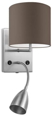 Home Sweet Home Moderne Wandleuchte Bling Read | 16/16/25cm | taupe | Wandleuchte mit Leselampe und Lampenschirm | geeignet für E27 LED-Lampe | geeignet für Wohnzimmer, Schlafzimmer