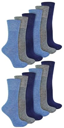 IOMI 12 Paar Damen Socken Ohne Gummibund und Nahtlos Atmungsaktiv Extra Breit Bambus Diabetikersocken für Geschwollene Beine