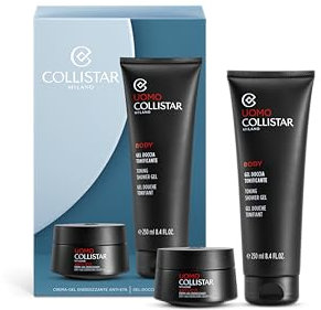 Collistar Confezione regalo uomo Linea Uomo Crema-Gel Energizzante Anti-Eta’ 50ml + in regalo Gel Doccia Tonificante 250ml, Dona energia e vitalità ad una pelle del viso stressata e spenta