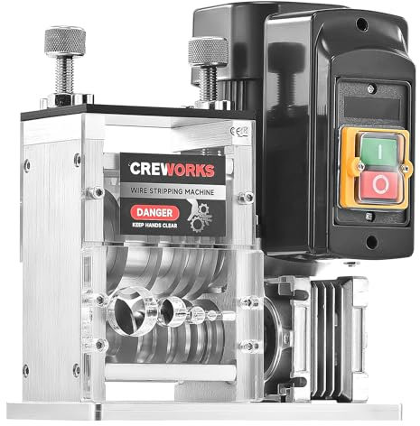 CREWORKS Máquina de Pelacable Electrica 180W 1,5mm-30mm Maquina de Pelar Cables Automática con 5 Canales para Reciclaje de Cobre (180W 1.5mm-30mm)