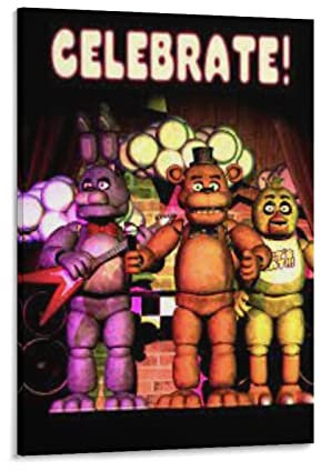 Rudd Fnaf Celebrate Poster, Wandkunstdruck, Retro-Ästhetik, Raumdekoration, Malerei, Leinwand, Poster für Zuhause und Büro, 40 x 60 cm