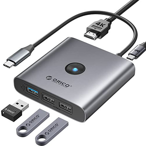 ORICO Hub USB C, 5 in 1 Docking Station con HDMI 4K, 2 USB-A 2.0, 1 USB-A 3.0, PD 60W, porta HDMI 4K@30Hz, Dock per MacBook Pro/Air, iPad, DELL, Hp, Surface Pro e altri dispositivi