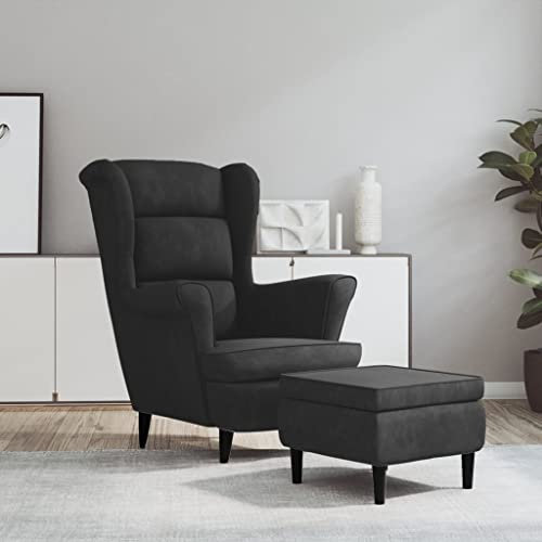 INLIFE Ohrensessel mit Hocker Dunkelgrau Samt,26.85kg,3115932
