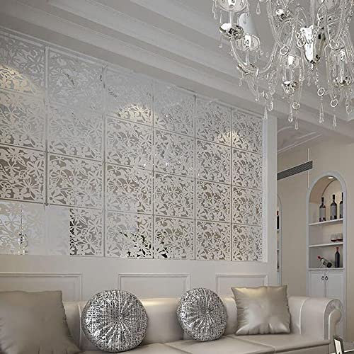12Tlg HäNgende Bildschirme 40X40Cm Paravent Wand Trennwand Raumteiler Sichtschutz Raumtrenner Vorhang,Blumen Und Vogelmuster, FüR Wandkunst,Teiler,Bildschirm