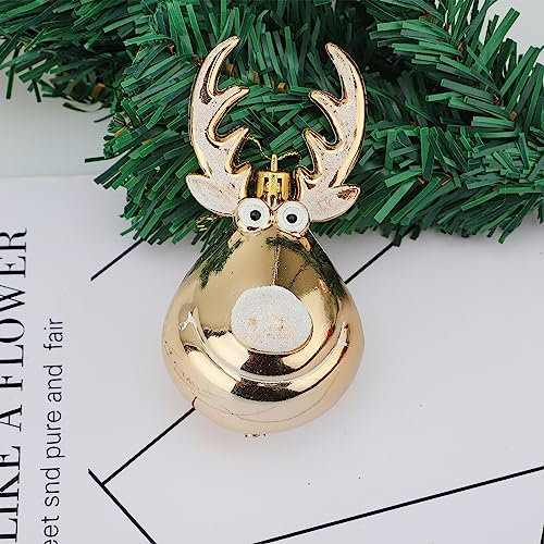 2 Stück Weihnachtskugeln, Ornamente, Elch, Disign, Bruchsichere Weihnachtskugel, Weihnachtsbaumdekoration, Kugelanhänger in Gold und Rot, Spiegelkombination für Hochzeit, Weihnachtsfeier(A2 golden)