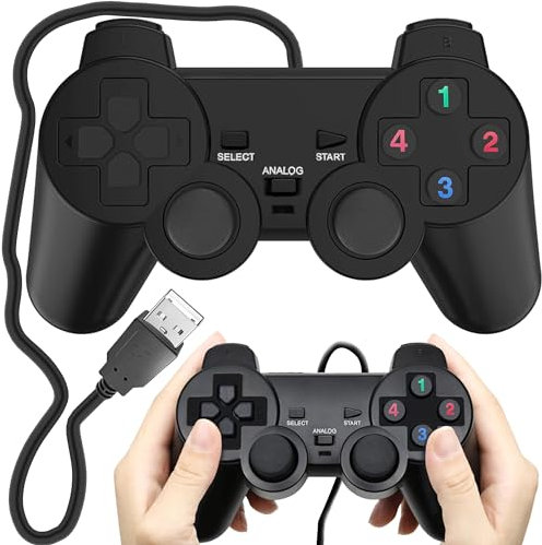 Retoo Controller PC PS3, Joystick, Spiele, Kabel, Dual-Vibration Turbo Fronttasten TV Gamepad Direct-Input Plug Play Konsolenartigem Layout, Tasten D-Pad, Komfortable Griffflächen Kabelgebundenes USB