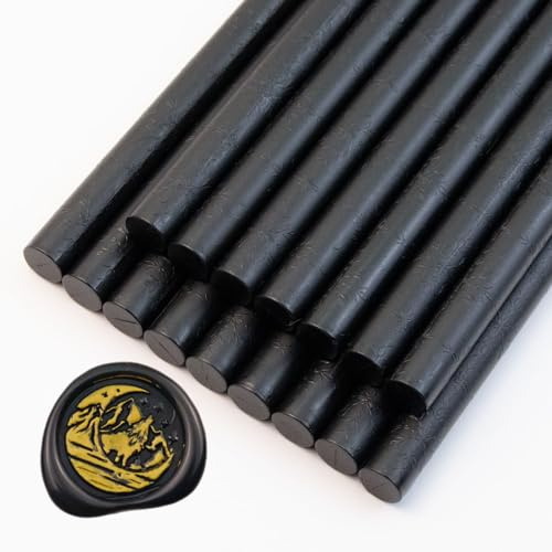 Wax Seal Sticks, Ioggtser 16 Pieces Glue Gun Wax Seal Sticks for Wax Seal Stamp, Sealing Wax Sticks for Making Exquisite Wax Seals for Wedding Invitations, Cards, Envelopes（Black）