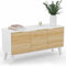 IDMarket - Buffet Bas scandinave 113 cm FINN Blanc 3 Portes façon hêtre