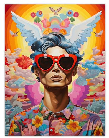 Artery8 Multicoloured Magnificent Maximalist Modern Day Greek God Hermes Large Wall Art Poster Print Thick Paper 18X24 Inch