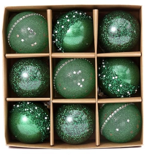Weihnachtskugeln Christbaumschmuck 9-teiliges Weihnachtskugel-Ornament-Set, 8 Cm Große, Bruchsichere Weihnachtskugeln Für Die Weihnachtsbaumdekoration Weihnachtsbaum Kugeln ( Color : Grün , Size : 9Pi