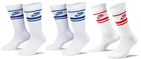 Nike 9 Paar Everyday Essential Tennissocken Socken Sportsocken Unisex DX5089 Prime, Farbe:2x Weiss - Blau / 1x Weiss - Rot, Socken Neu:34-38