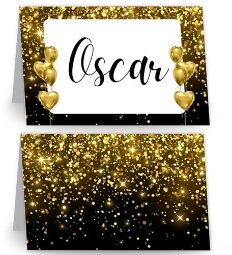 Tischkarten Geburtstag Gold, 50 originelle Tischkarten für Geburtstage, originelle Tischkarten für Veranstaltungen, Tischkarten Dekoration Zeremonie, Tischkarten für elegante Tischfeiern