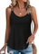 PLOKNRD Damen Tank Top Sommer Spaghetti Oberteile Ärmellose Rundhalsausschnitt Shirt Blusen Tops Schwarz m