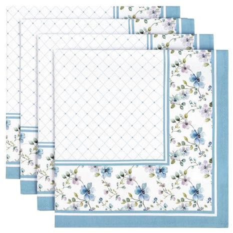 Arquiel Servietten Blumen Aquarell 4er-Set, Stoffservietten 100% Baumwolle Weiches Hochwertige Wiederverwendbare Esstisch Servietten Perfekt für Hochzeiten Küche Haushalt Party(45×45cm)