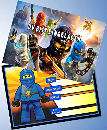VSW 12 Einladungskarten & 12 Umschläge für Geburtstag Partys und Kindergeburtstag Ninja Nr. 96