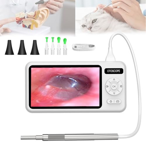 JOSBY 5 Inch Otoscope Ear Camera, 3.9mm Diameter Ear Endoscope Ear Wax Removal Tool with 6 Adjustable LED Lights and Ear Tip Cleaning Kit, Supports Photo Snap and Video Recording, for Home