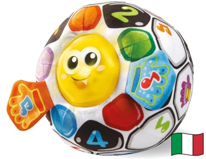 VTech Goal, interaktiver Ball, Lernspiel für Kinder mit Bewegungssensor, über 40 Lieder und Geräusche, maschinenwaschbar, erste Entdeckungsball, italienische Sprache, Batterien im Lieferumfang