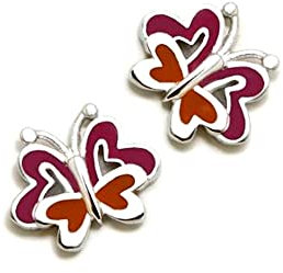 Ohrringe Agatha Ruiz De La Prada Silbergesetz 925m Rhodes 11 mm. Schmetterlingsfarben emailliert