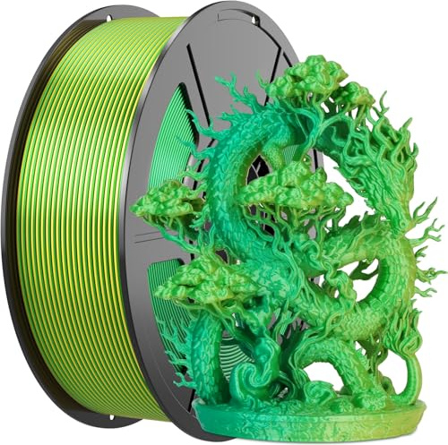 Amoybaby Gelb Grün Doppelfarben Silk Pla Filament 1.75mm, +/- 0.03mm 3D Drucker Filament 1kg(2.2lbs), Härter und Stärker 3D Druckmaterialien für 3D-Drucker