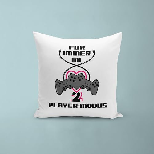 LIEBTASTISCH - Kissen mit Spruch - für Immer 2 Player Modus - Gamer - Kuschelkissen - Pärchenkissen - Geschenkidee - Geburtstagsgeschenk