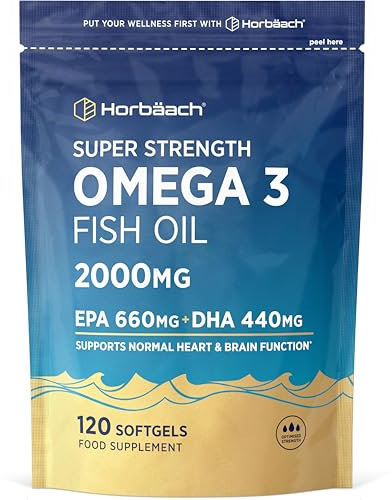 Omega 3 Capsules High Strength 2000mg with 660mg of EPA and 440mg of DHA | 120 Count (2 Months Supply) | Natural Source of Omega 3 Fish Oil | by Horbaach