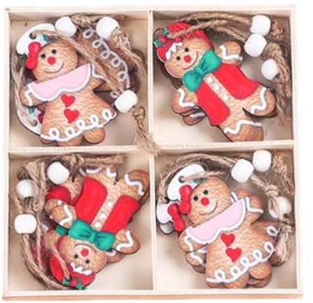 Adornos de madera para árbol de Navidad, bonitas decoraciones navideñas de madera, recortes de Navidad de madera, adornos de madera rústica para árbol, 12 manualidades de madera para árbol de Navidad
