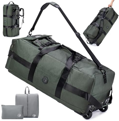 SUCIKORIO Reisetasche Mit Rollen Groß 85L 3 IN 1 Handgepäck Tasche mit Kofferorganizer 78x33x32cm Wasserdicht Oxford Reiserucksack 2 Rolls XL Rucksack Koffer mit Tragegriffen für Reisen, Weekender