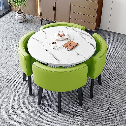 Modernes Business Büro Lobby Esstisch Set mit 4 Stühlen für Freizeitbereich Zuhause Balkon Klein Rund Tisch Set